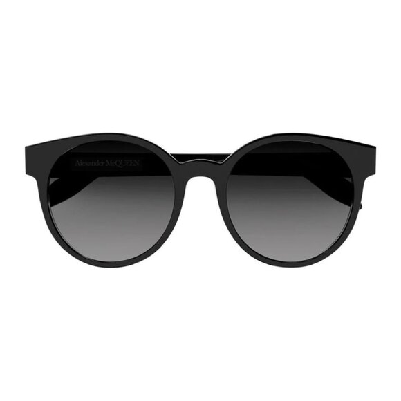 NEW ALEXANDER MCQUEEN SUNGLASSES AM0349SA 001 BLACK WOMEN ROUND EYEWEAR - Picture 2 of 3